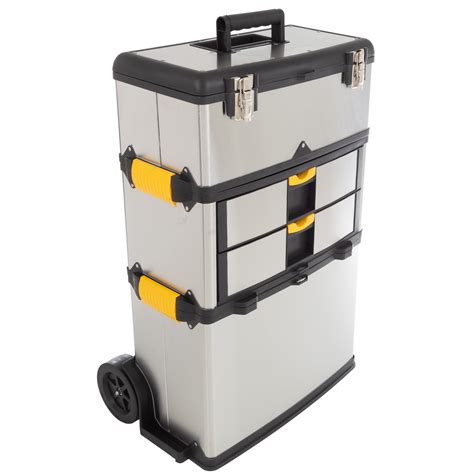 stalwart mobile 3 part tool box stainless steel|Stalwart Stackable Tool Box .